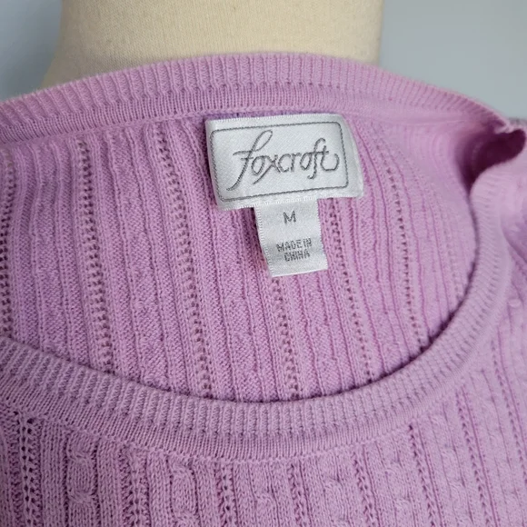 Foxcroft Set of Two Pink & Purple Cable Knit Sleeveless Sweater Vests SZ M - Picture 7 of 14